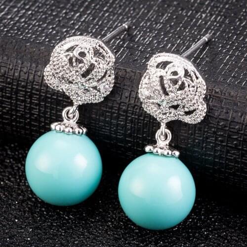 2019 Hot Sale New Fashion Trend Earrings Sky blue Earrings for Women Charming design Earrings Jewelry Gifts Dropshipping