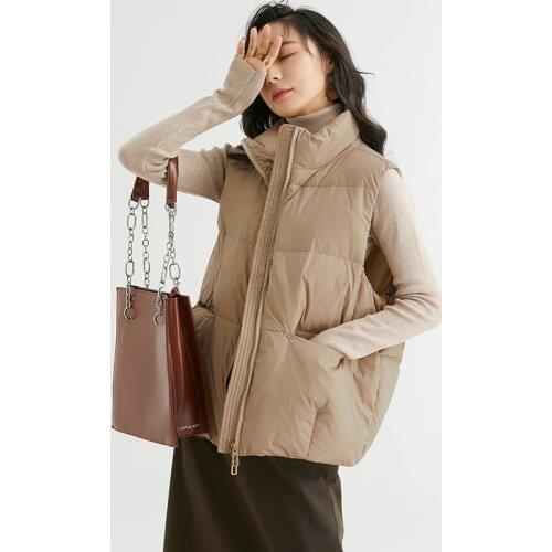 2021 Women Down Vest Ultra Light Gilet 90% Duck Down Jacket Khaki Waistcoat Female Windproof Lightweight Sleeveless Coat