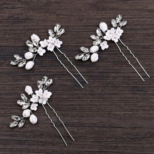 95AB Bride Hairpins Wedding Luxury Decoration Headwear Jewelry Floral Elegant Stick