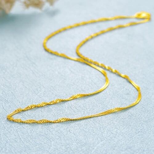 FINE Pure 999 24K Yellow Solid Gold Necklace Women Singapore Link Chain 16inch 18inchL