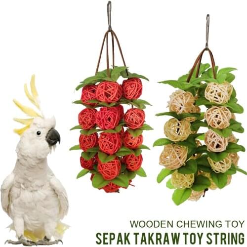 1pc Rattan Bird Interactive Bite Chew Toy Hanging Cage Balls Ropes Garden Ornament Pet Supplies 20cm