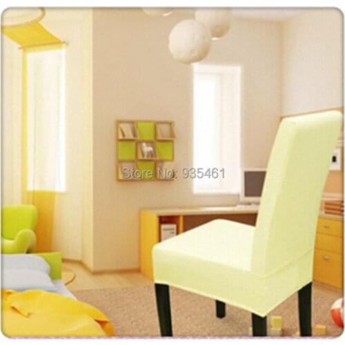 100PCS lycra Surefit spandex Short Dining Chair Cover /chaise housse en lycra/ lemon yellow