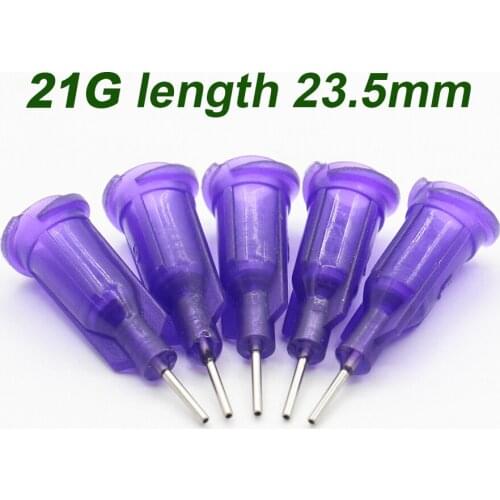 100Pc 21G length 23.5mm Precision passivated S.S. Dispense Tip with PP Safetylok hub, 0.5" Tubing Length glue dispenser needles