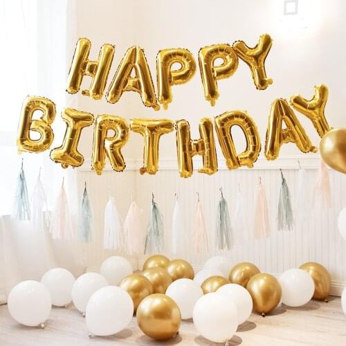 13pcs/set 16inch Gold Silver Happy Birthday Letter Foil Balloons Baby Shower Birthday Party Decorations Kids Gifts Toys Supplies