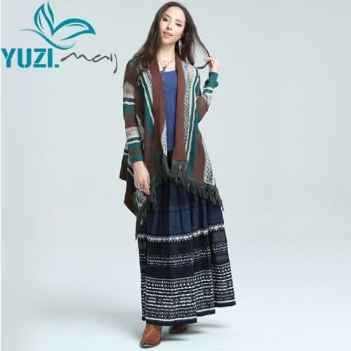 2017 Yuzi.may Boho New Polyester Cotton Women Skirt A-line Embroidery Elastic Waist Saias X2211 Skirts Womens