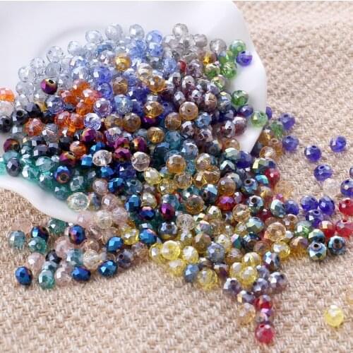 50pcs 4mm Colorful Crystal Glass Beads DIY Loose Beaded For Clothes Jewelry Making Bracelet Ring Handmade Materials Fit Sew