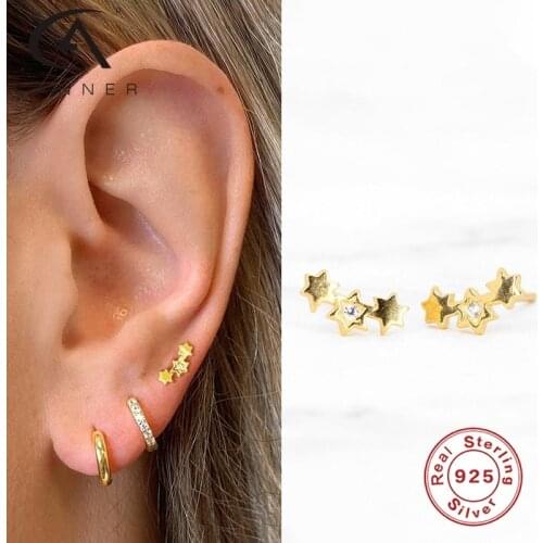 CANNER Simple Personality Star Stud Earrings For Women Pendientes Plata 925 2021 Originales Gold Silver Earring Jewelry Kolczyki