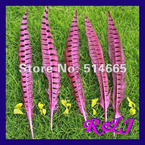 Free Shipping 100pcs/lot fushia golden pheasant Feather product For Party Performance Approx 30-35cm 12-14inch