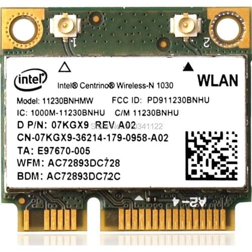 11230BNHMW Wifi+BT Wireless Card PCI-E 300Mbps 2.4 GHz 7KGX9 802.11n for intel 1030 Dell Inspiron N4110 N7110 N5110