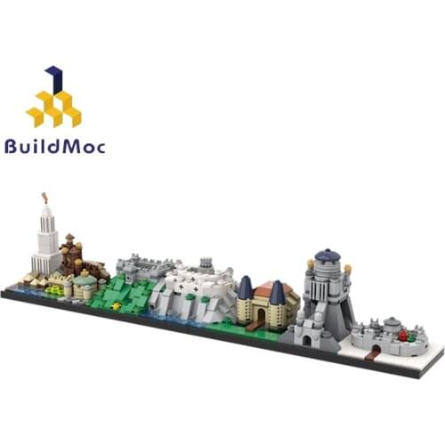 Buildmoc TV Movie The Power of Game Sunset Kingdoms Skylines Architecture Winterfells Castle City House Building Blocks Kid Toys