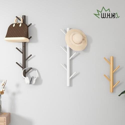 Wooden Hanging Coat Rack Wall Hook Clothes Hanger Living Room Bedroom Decoration Hanger Wall Shelves 4 Hooks