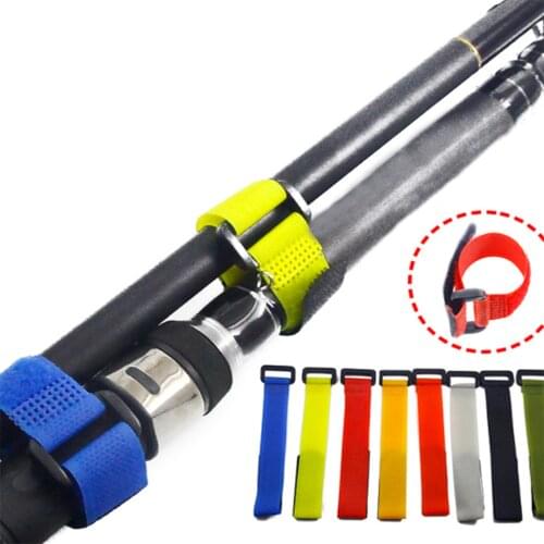 10Pcs Fishing Rod Tie Holder Strap Suspenders Fastener Hook Loop Cable Cord Ties Belt Outdoor Fishing Tackle Tool Accessories