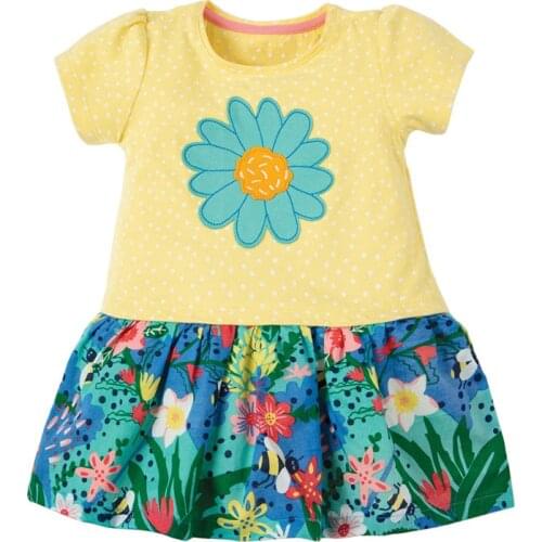 Little Maven 2021 New Summer Baby Girls Clothes Cotton Flower Dot Print Vestiods Toddler Dresses for Kids 2-7 Years S0909