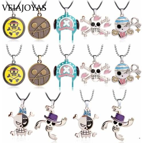 Hot Anime One Piece Pirate Pendant Necklace Men Rope Chain Metal Xiluluke Chopper Hat Necklace For Women Fashion Cosplay Jewelry
