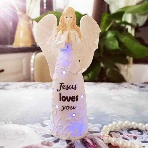 Christian Church Wedding Decoration Accessories Resin Catholic Gift Figuras Religiosas Sacred Heart Shape Blessing Angel Statue