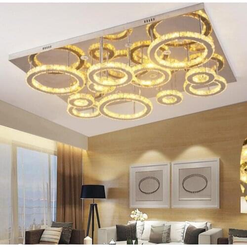 Crystal lamp rectangular bedroom lamp furniture living room lamp 1.2 meters living room lamp three color light the living room