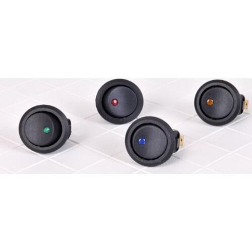 JEAZEA Car Auto Boat 4Pcs 12V 3 Pins On / Off Round Dot LED Light Rocker Toggle SPST Switch for Flashing Chassis Dome Lights