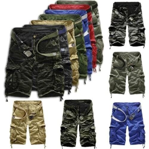 Herrenmode Camo Cargo Shorts Kampfhose Kurz Hosen Multi-Pocket Bermuda Sport L/P