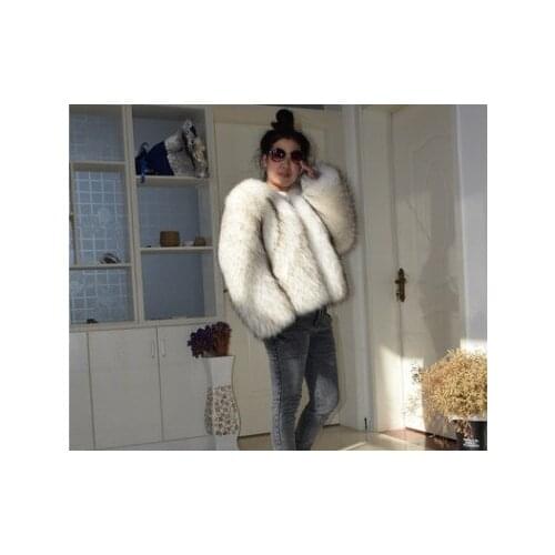Top brand New Raccoon Women Fur Short Coat high quality