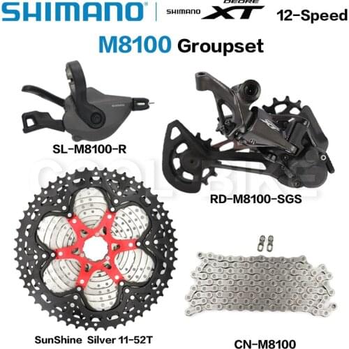 Shimano Deore XT M8100 12 Speed Groupset Mountain Bike M8100 Shifte Rear Derailleur Chain Sunshine cassette 46T 50T 52T