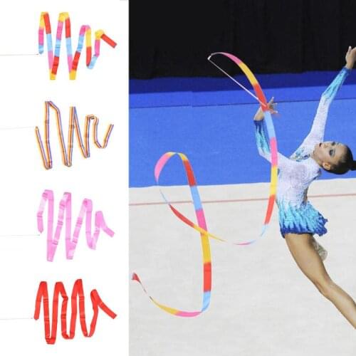New Design Dance Ribbon Gym Rhythmic Gymnastics Rod Art Ballet Twirling Stick 3.75m With Anti-skid Handle