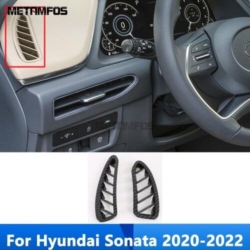 For Hyundai Sonata 2020 2021 Carbon Fiber Front Upper Air Condition Vent Outlet Cover Trim Molding Inner Accessories Car Styling