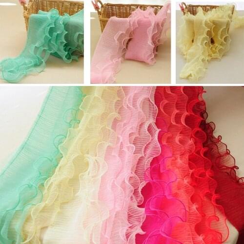 2Meters 12CM Three-layer Organ Pleated Ruffled Lace Trim Folded Lace Fabric Ribbon Dress Collar Edge Trim For Sewing Supplies