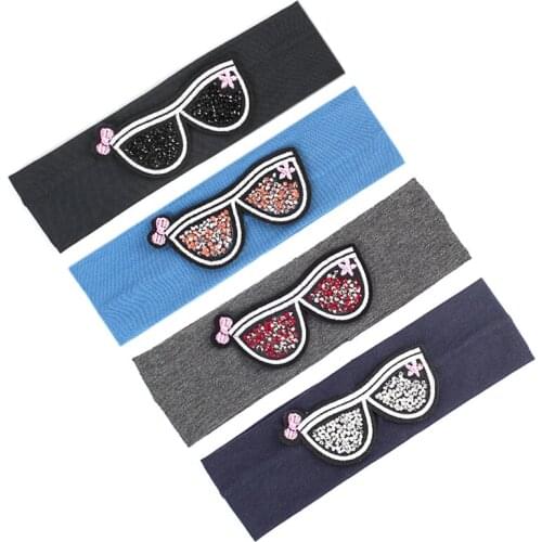 Baby Girls Boys Flat Headbands Hair Accessories Rhinestones Glasses Cute Hair Bands Children Sunglasses Hairband Cotton Turban