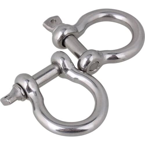 Silver 304 Stainless Steel European Style M8 Anchor Shackle Bow Rigging with Pin Clevis Ring Pack of 2