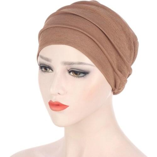 Hot Sale High Quality Cap Muslim Ruffle Beanie Scarf Turban Head Wrap Cap Double-layer Warm And Windproof Turban Women Cap