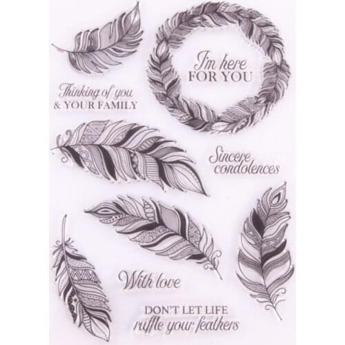 Cute Feather Transparent Clear Silicone Stamp Seal DIY Scrapbook Rubber Stencil Coloring Diary Decoration Office School Supplies