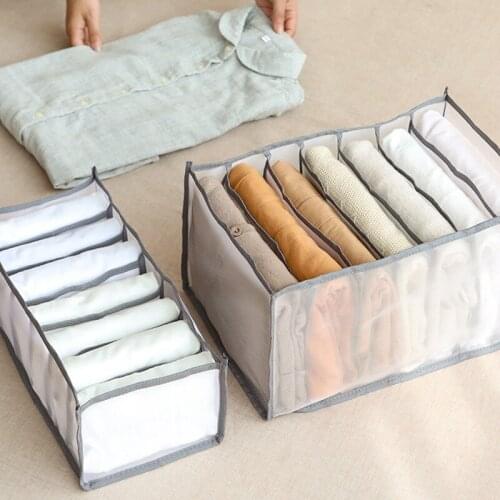 New Foldable Organizer Jeans Compartment Storage Box Closet Clothes Drawer Mesh Separation Box Stacking Pants Storage Artifact