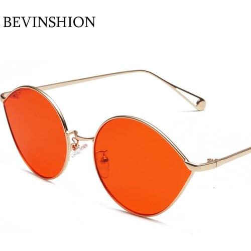Vintage Brand Designer Water Droplets Shape Oval Sunglasses Women Glasses Men Couple Eyeglasses Metal Frame Red Blue Rose Gold