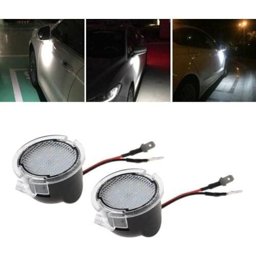 LED Puddle White Lights Under Side Rear View Mirror For Ford Explorer Edge Mondeo Taurus Everest White 6000K