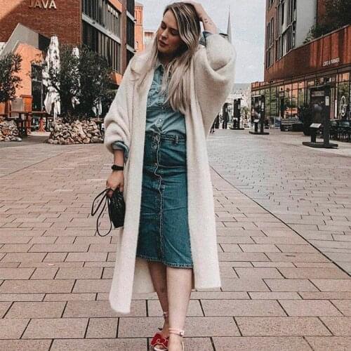 Mink Woolen Sweater Girl Loose Oversize Warm Cardigan Knitted Sweaters Solid Color 2020 Autumn Winter femme