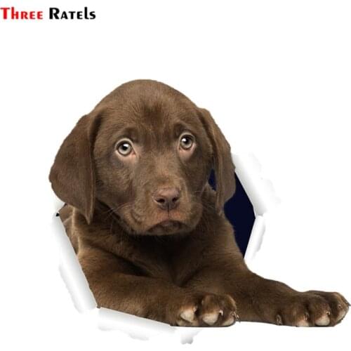 Three Ratels QD23 cute 3D torn metal design Labrador_Retrievers dog car body sticker
