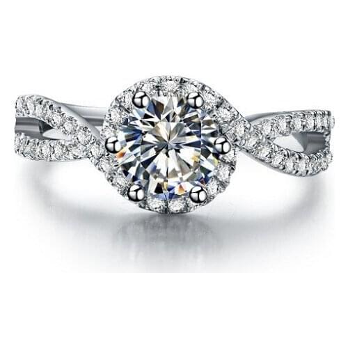 Twist Arms Water Wave 1Ct D VVS1 Moissanite Ring White Gold Engagement Rings Real 18K White Gold AU750 Ring