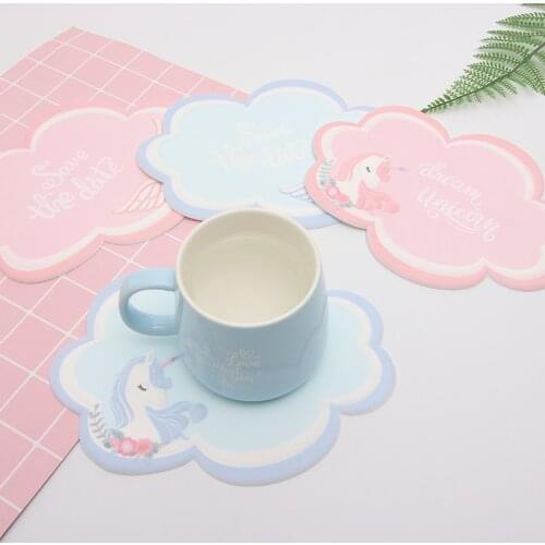 Creative Home Cloud Dream Paradise Pvc Soft Rubber Coaster Cartoon Creative Unicorn Placemat Insulation Non-slip Mat