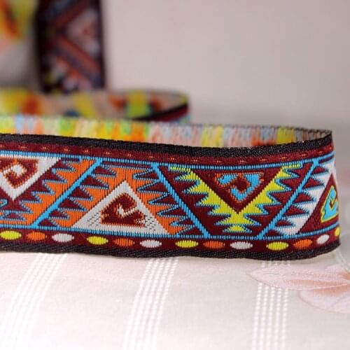 Embroidery ethnic jacquard webbing woven tape lace trim ribbon 2.8cm tribal boho DIY garment bag gift accessories native zakka