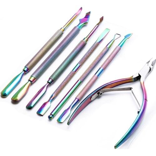 1 Pcs Dual-end Stainless Steel Cuticle Pusher Chameleon Finger Dead Skin Remover Trimmer Manicure Pedicure Nail Art Accessories