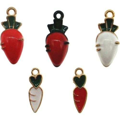 10pcs/20pcs Vegetation Enamel Series Radish Charm Three-dimensional For DIY Earring Bracelet Necklace Jewelry Making Finding New