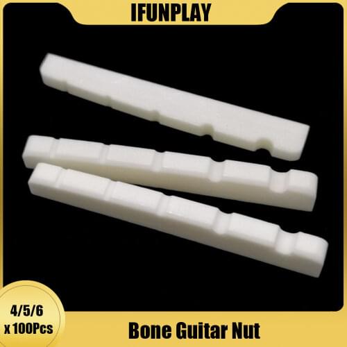 100pcs 4 String Bass Guitar Bone Bridge Nuts Slotted 5 String Electric Guitar Nut 6String ST Electric Guitar Bridge Nut