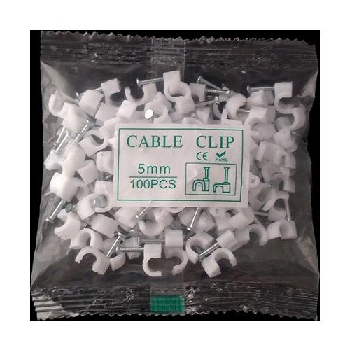 100PCS/bag 5MM Circle Path Circle cable clips cable nail wire clips 5mm cable clips Round white