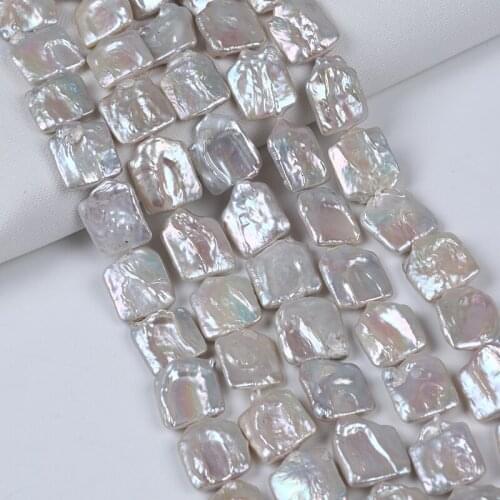 Hot Sale 19*21mm White Color Square Shape Pearl Beads Natural Freshwater Pearl Strand For Jewelry Making