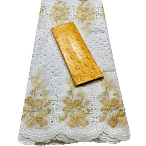 2.5+2.5 yards/set African Bazin Riche Brode Fabric with Swiss cotton Lace fabric 2021 Damask Guinea Brocade Lace Fabric EKM032