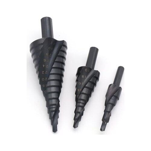 3PCS High-speed Steel Spiral Groove Nitrogen-containing Step Drill 4-32mm Multi-function Export Drill Bit