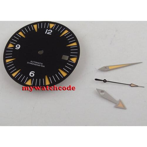 31mm black sandwich no logo Watch Dial for eta 2824 2836 Movement (dial + hands)