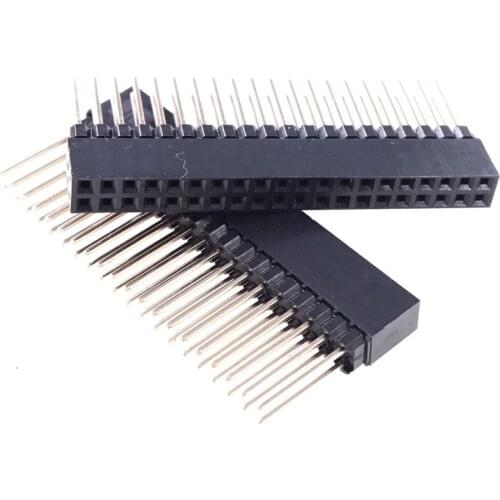 4pcs 2 x 20 Pins Female Pin Header 2.54m Pitch Extra Tail Female Dual Row Long Pin Headers PCB Connector Strip for Raspberry Pi