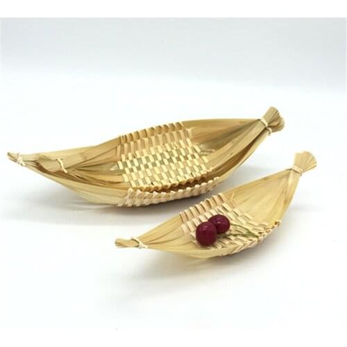 Bamboo Tray Sushi Plate Fruit Basket Handmade Sashimi Knit Tray Restaurant Sushi Dish Nigiri Plate Natural Tableware Dish 2pcs