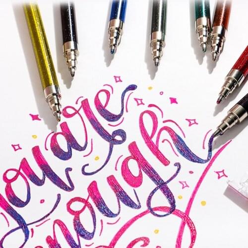 Glitter Gel Pen 1.0mm Bullet Tip Metallic Gel Pens for Drawing Painting Graffiti Marking School Office Supplies